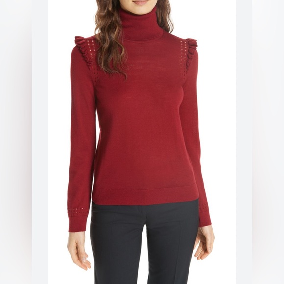 Kate Spade red cashmere blend turtleneck sweater S - Picture 2 of 7